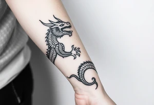 2 dragons symbolizing inner conflict, covering whole forearm tattoo idea