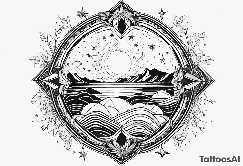 Aquarius geometric constellation calm tattoo idea
