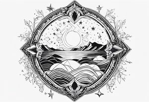 Aquarius geometric constellation calm tattoo idea