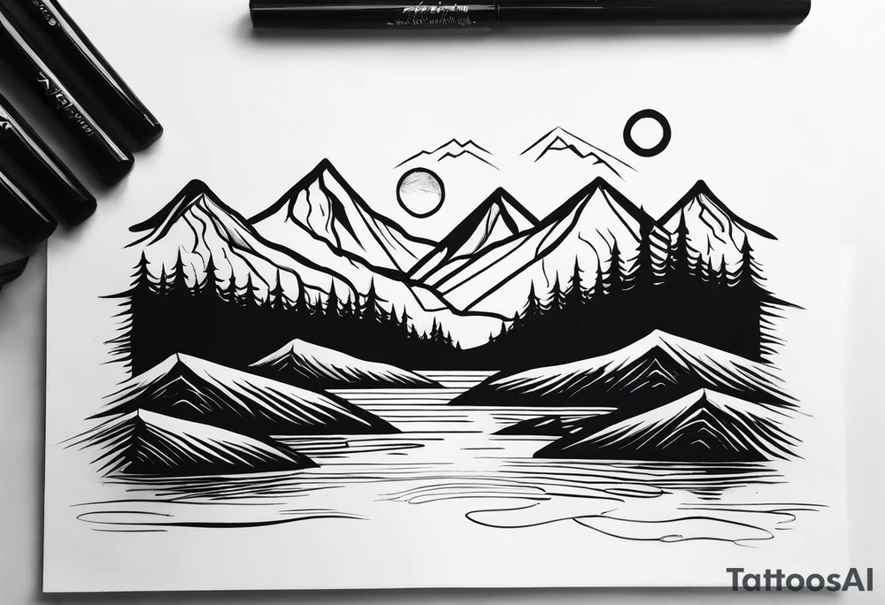Mountains with a river tattoo idea