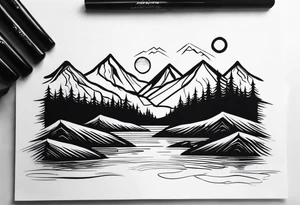 Mountains with a river tattoo idea