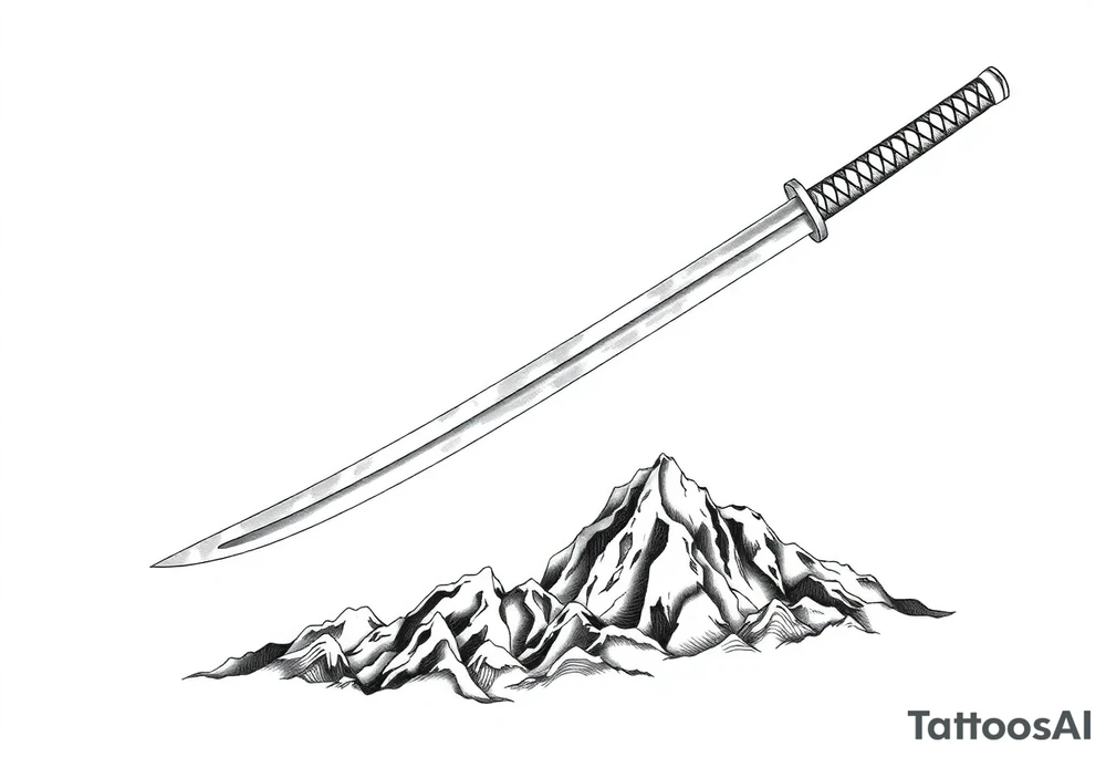 Japanese katana, cutting mountains tattoo idea