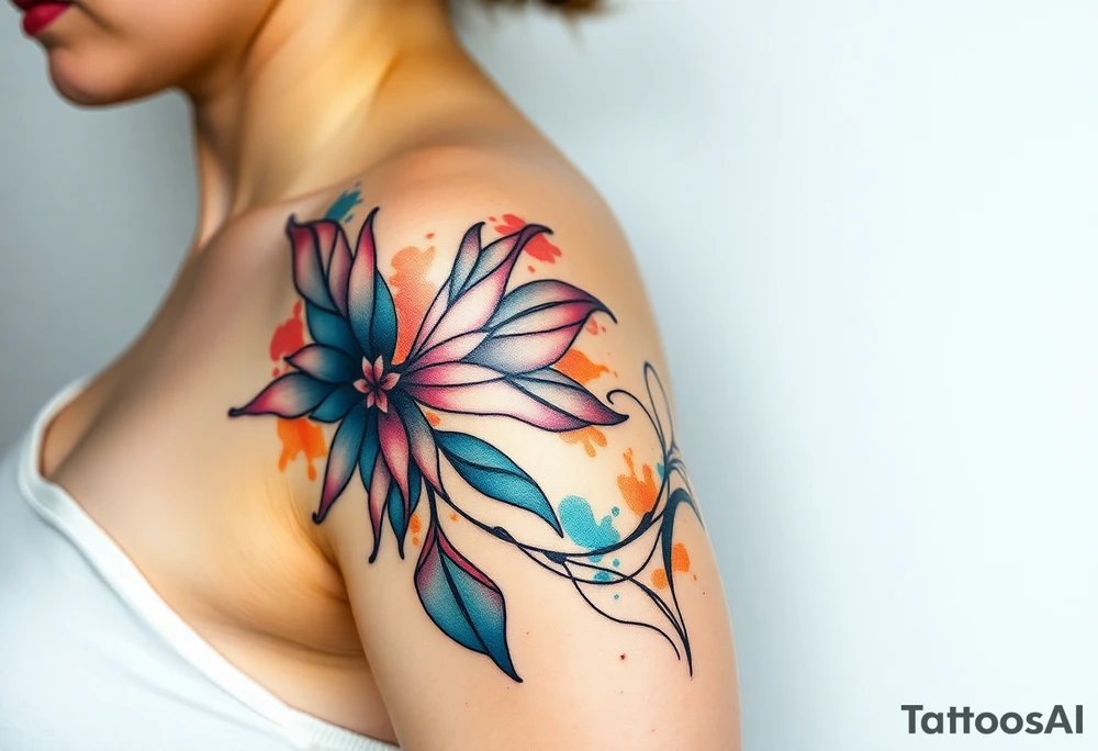 Desenhe uma tatuagem que simbolize força, liberdade e conexão com a multiplicidade da vida, incorporando elementos abstratos e fluidos, com linhas que sugiram movimento e transformação contínua. Evite clichês e busque um design original e significativo. tattoo idea