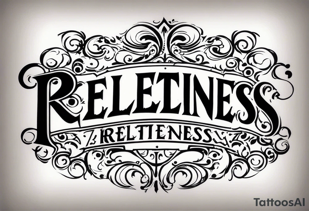 Would like the tattoo to include only the word "relentless" however I would like the T to be a cross. tattoo idea