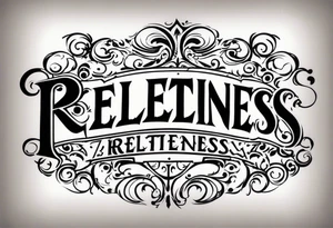 Would like the tattoo to include only the word "relentless" however I would like the T to be a cross. tattoo idea