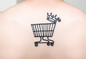 A small shopping cart with a princess crown 
On the side of the cart tattoo idea