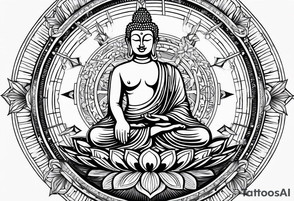 Buddha compass tattoo idea