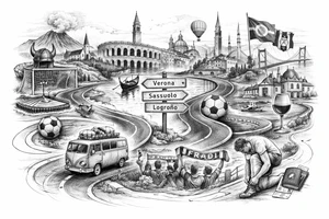 Iceland x3 (sindri, ibv, stjarnan) Italy x2 (Verona, Sassuolo) Spain (Logrono) Turkey x2 (Fenerbahce, Besiktas) Hungary (Fradi) France (Bordeaux) Something to do with football journey, Fine line surreal style want it to be unique and different so no badges tattoo idea