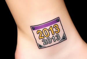 Racing half marathon bib 2013 purple and gold running safety pins piercing the skin running tattoo idea