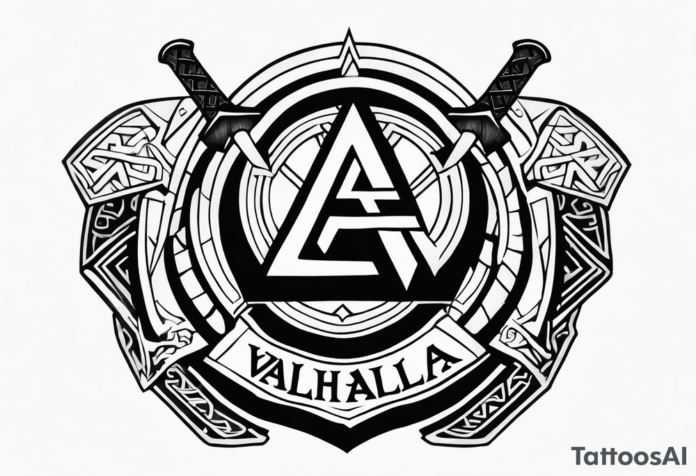 Valhalla valknut shield axe sword tattoo idea