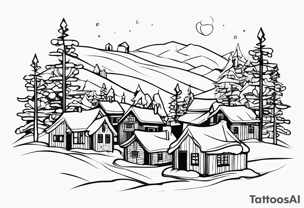 Snowy Village tattoo idea