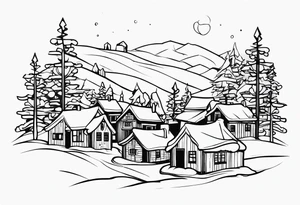 Snowy Village tattoo idea