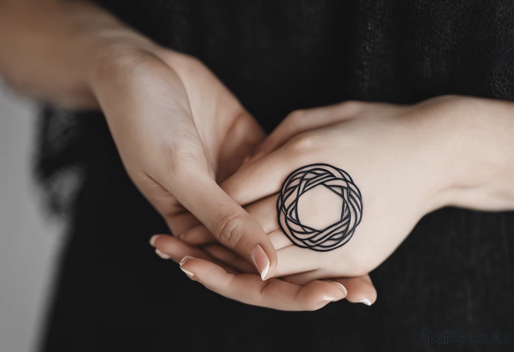 "A minimalist tattoo design symbolizing deep friendship, centered around the name 'Düha.' The design features two intertwined hands, representing trust and support, with a delicate infinity symbol subtly woven into the lines of the hands, indicating eternal friendship. Surrounding the hands, soft abstract elements like flowing lines or watercolor splashes gently frame the name 'Düha' written in elegant script, giving the design a personal and timeless touch. The overall style should evoke warmth, connection, and loyalty." tattoo idea