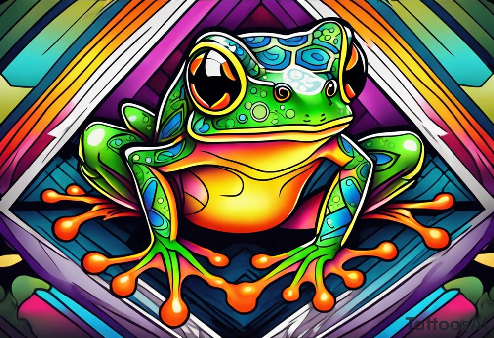 a psychedelic frog tattoo idea