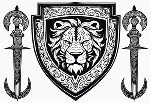 Valhalla sword shield lion dragon tattoo idea