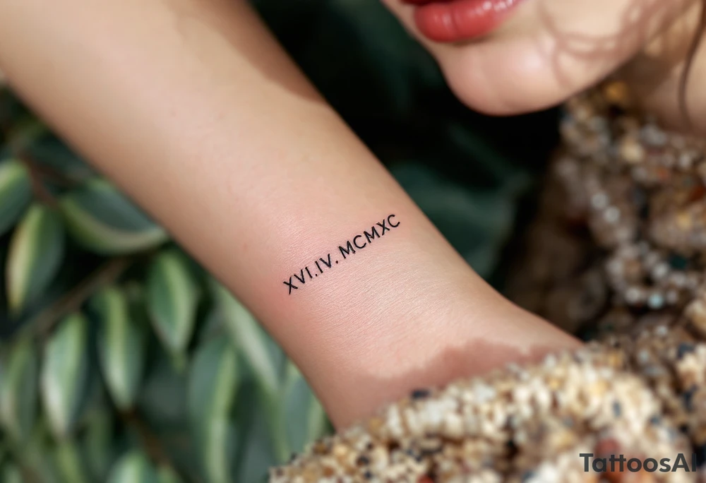 XVI.IV.MCMXC in minimalist black under the clavicle, with a thin geometric frame in faded bronze. tattoo idea