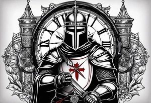 knight templar with clock tattoo idea