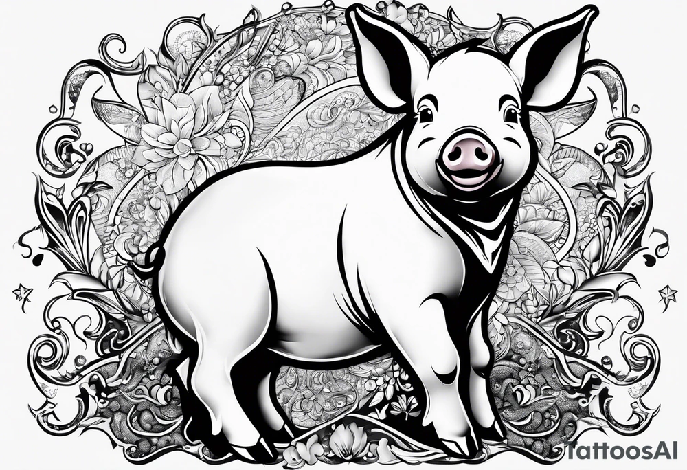 cute piglet.
with text: "friends not food" tattoo idea