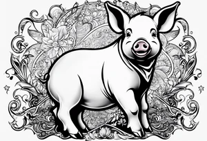 cute piglet.
with text: "friends not food" tattoo idea