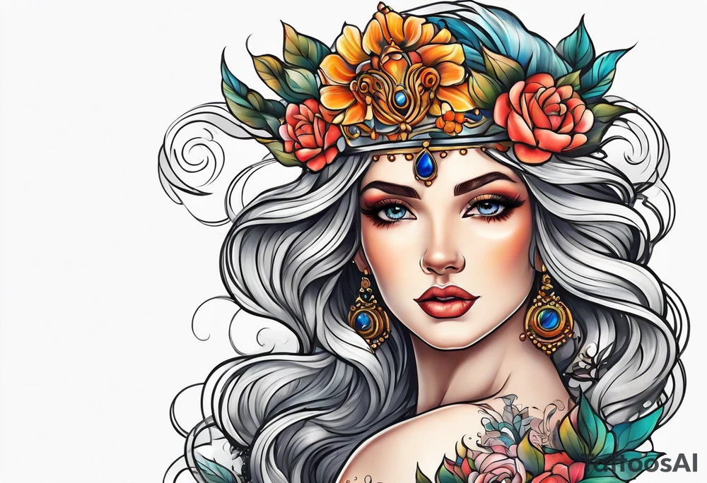 Full body goddess Venus tattoo idea