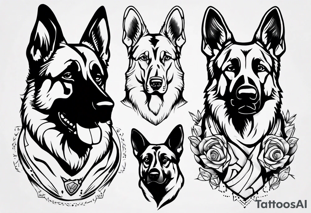 German Shepherd portrait tattoo idea