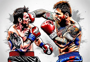 messi boxing against monkey tattoo idea