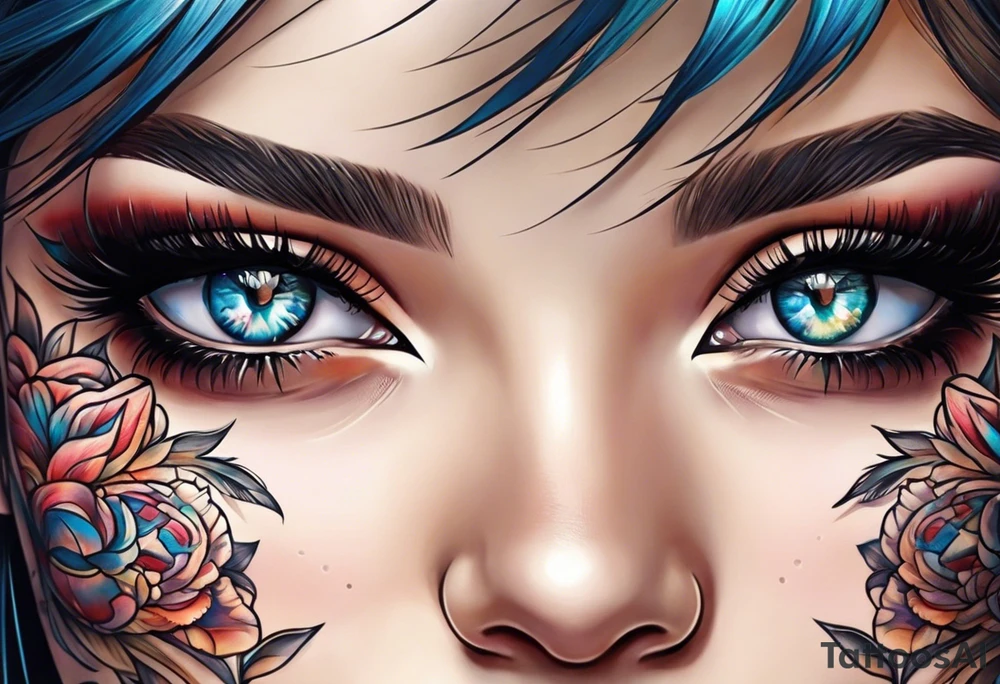 Girl with horny eyes tattoo idea