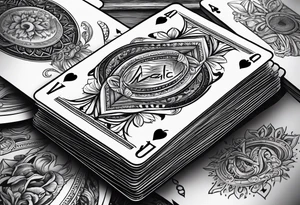 Deck of playing cards being shuffled with the word Magic tattoo idea