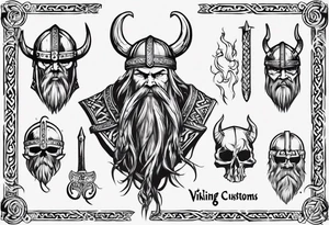 I want a tattoo of a viking with the name “Viking Customs” incorporated in the design tattoo idea