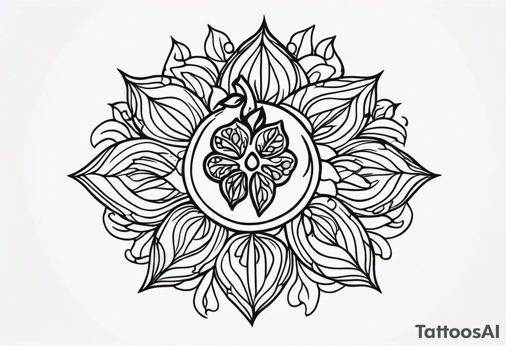 strength, small, nuanced, pomegranate, elegant, armenian, sun, lenghty tattoo idea