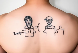 Individual Puzzle pieces of a blended family of Emily Ray Garrison Ayden Abby Gray tattoo idea