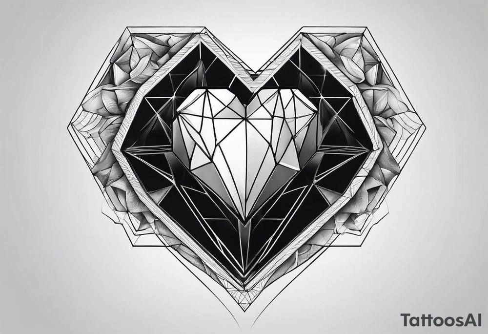 hexagon heart with black background tattoo idea