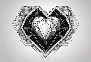 hexagon heart with black background tattoo idea