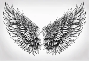 Detailed feathered angel wings tattoo idea