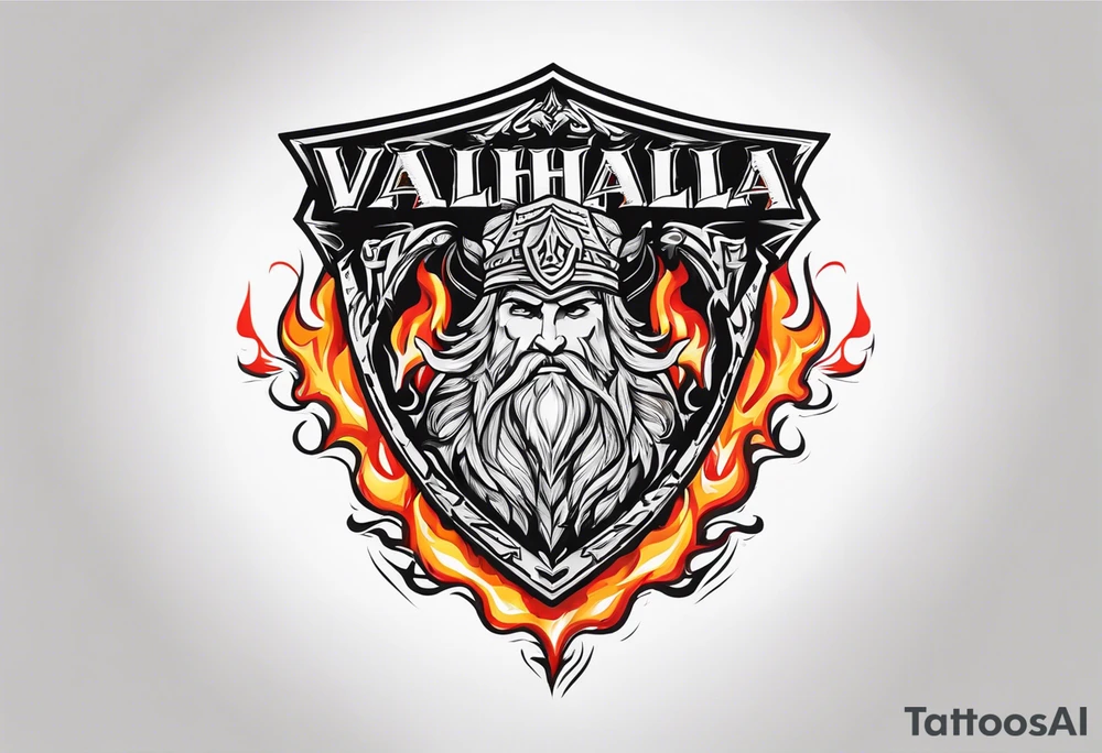 Valhalla on  fire shield tattoo idea