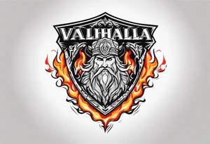 Valhalla on  fire shield tattoo idea