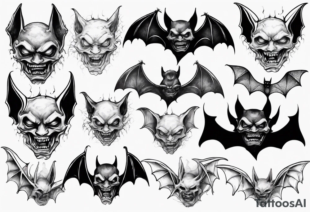 bat
hallucinating with demon face tattoo idea