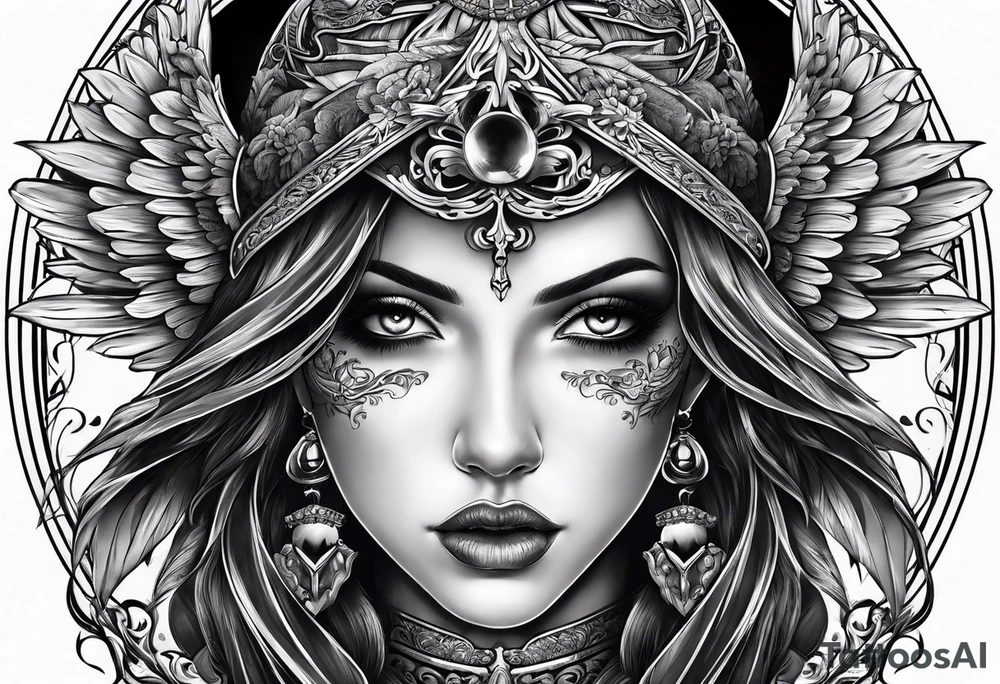angel of death with a skull head tattoo idea