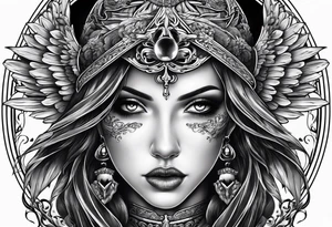 angel of death with a skull head tattoo idea