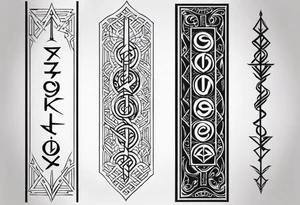 vertical rune tattoo with 4-5 symbols tattoo idea