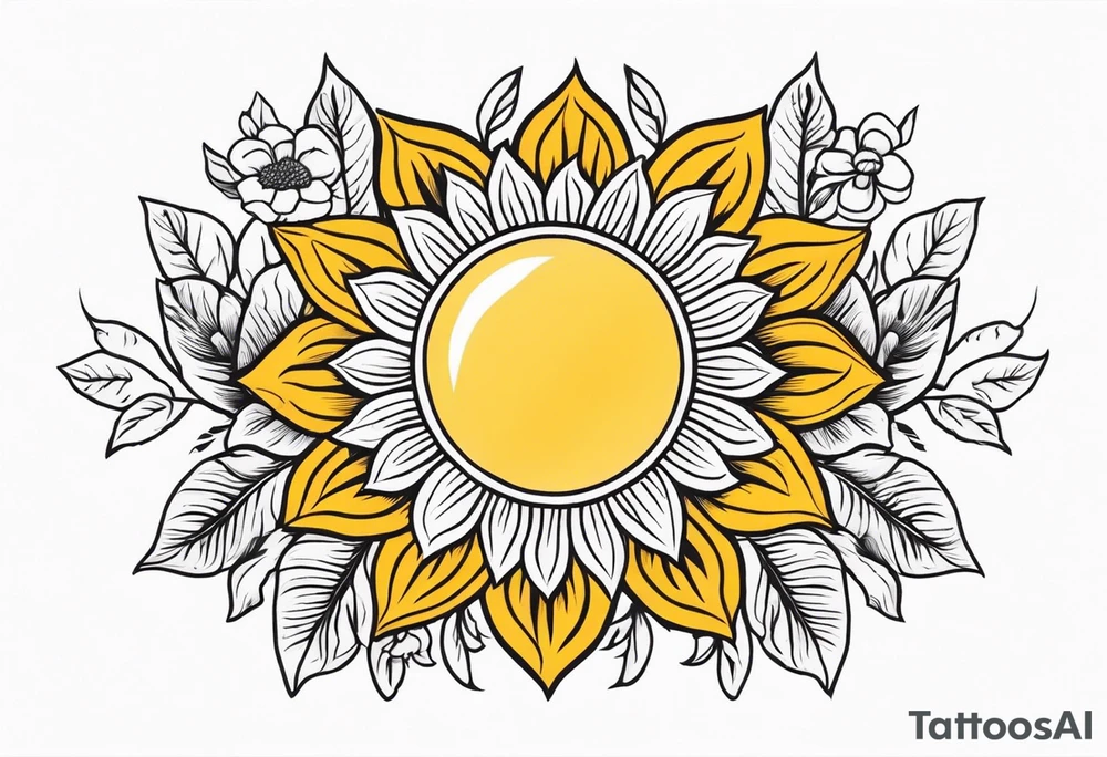sunshine
old school vintage simple traditional design with vintage flowers surrounding
bold color simple tattoo idea