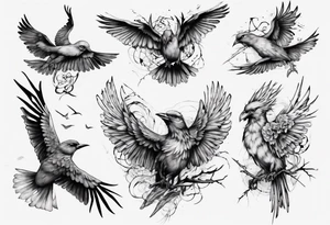higly detailed bird breaking free tattoo idea