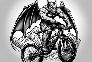 gargoyle riding a full suspension mountain bike tattoo idea