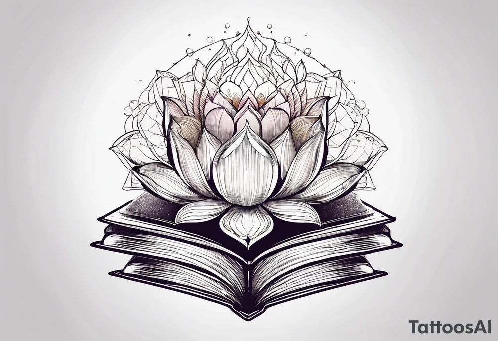 Lotus flower stack of books doorway to another world tattoo idea