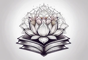 Lotus flower stack of books doorway to another world tattoo idea