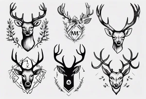 A deer's head and the within the antlers are the letters "M" and "S" tattoo idea