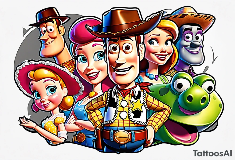 toy story portrait characters tattoo idea