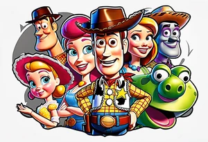 toy story portrait characters tattoo idea