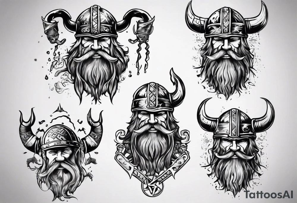 Viking drinking beer tattoo idea
