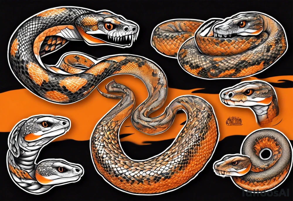 african orange-dream morph python tattoo idea